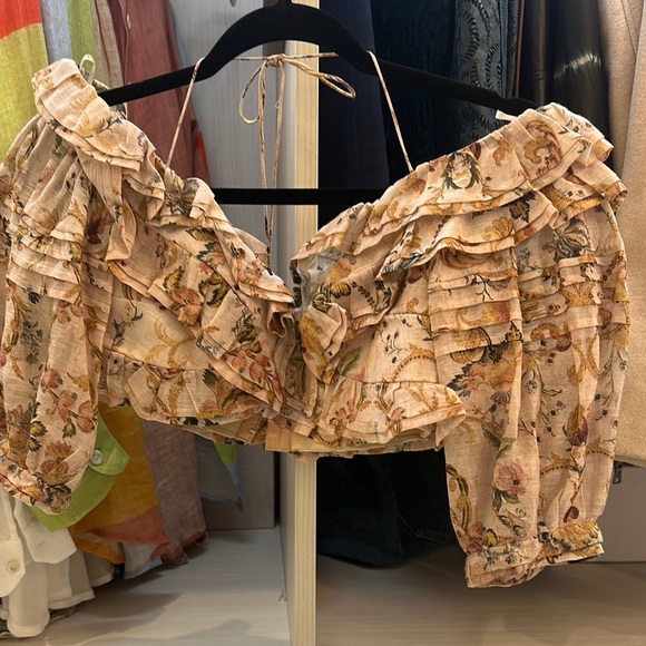 Zimmermann Floral Ruffle Crop Top - Picture 3 of 10